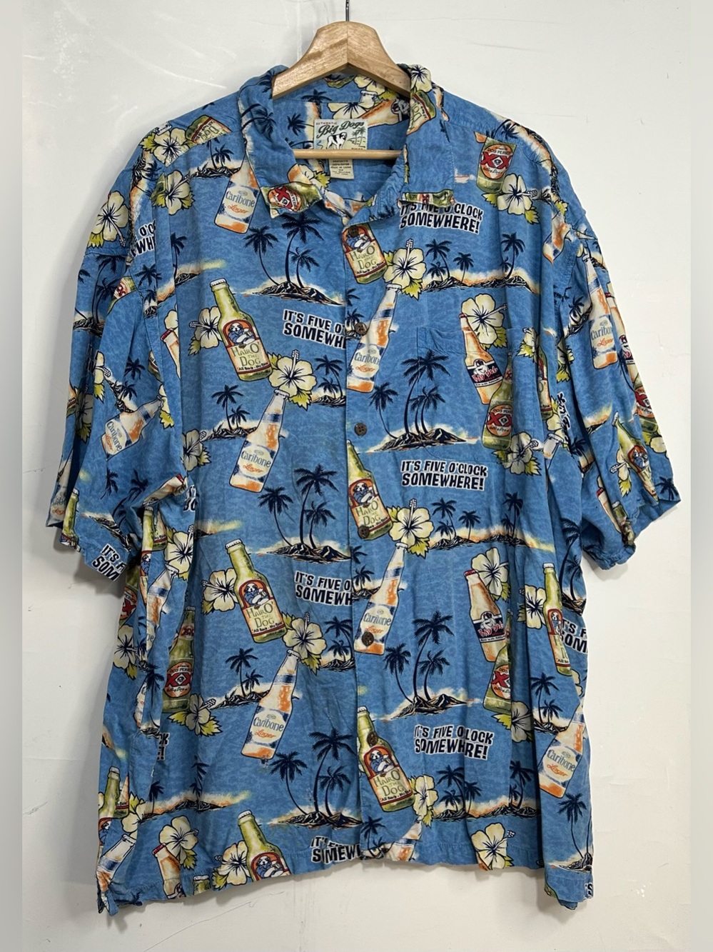Authentic Big Dogs Blue Vacation Print Button Front Shirt 3X